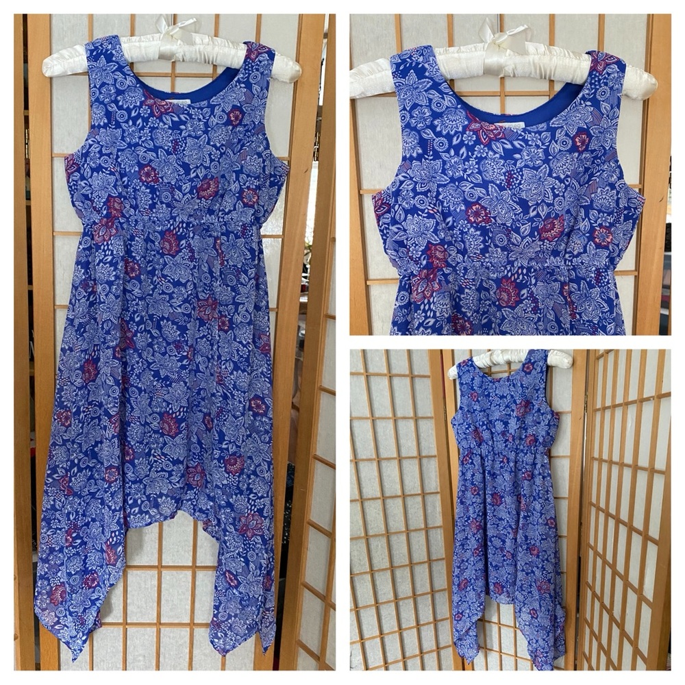 Est. 1989 Place Blue Floral Print Sleevless Dress SZ XL (14)